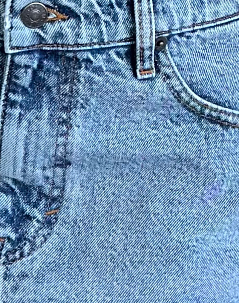 Raw Hem Denim Mini Skirt in Vintage Blue Wash-Nico Sky