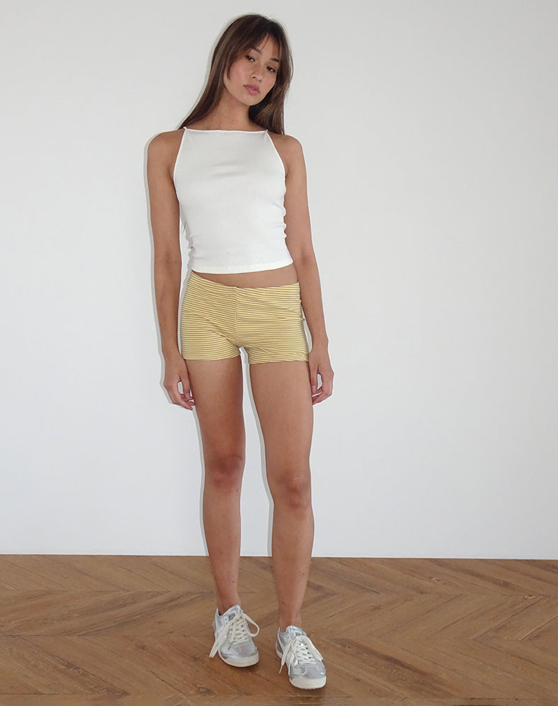 Dudley Ribbed Vest Top in Off White-Nico Sky
