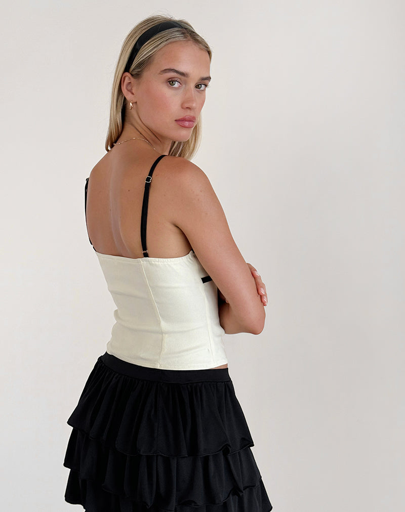 Duta Cami Top in Cream with Black Bows-Nico Sky