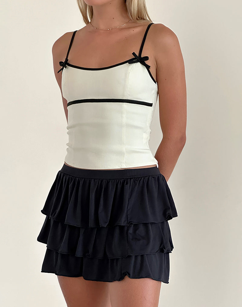 Duta Cami Top in Cream with Black Bows-Nico Sky