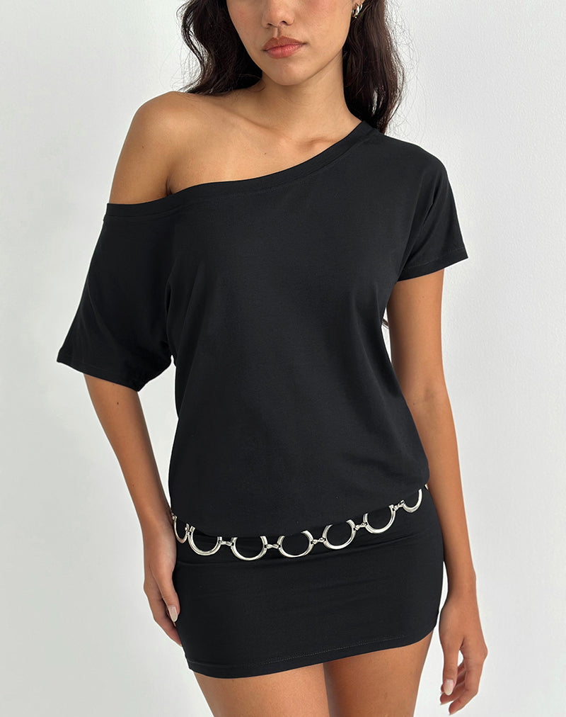 Edwina Off The Shoulder Mini Dress in Black-Nico Sky