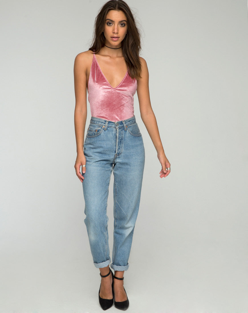 Eikin Plunge Bodice in Velvet Blush-Nico Sky