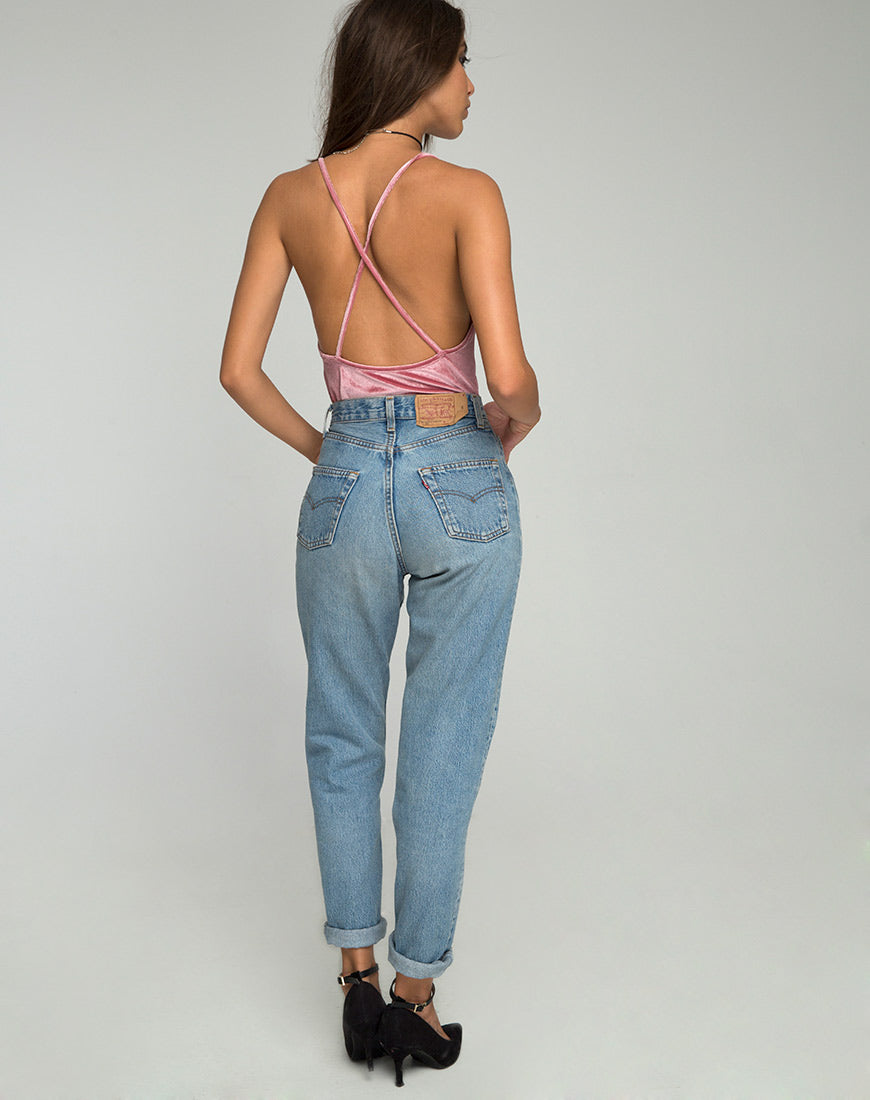 Eikin Plunge Bodice in Velvet Blush-Nico Sky