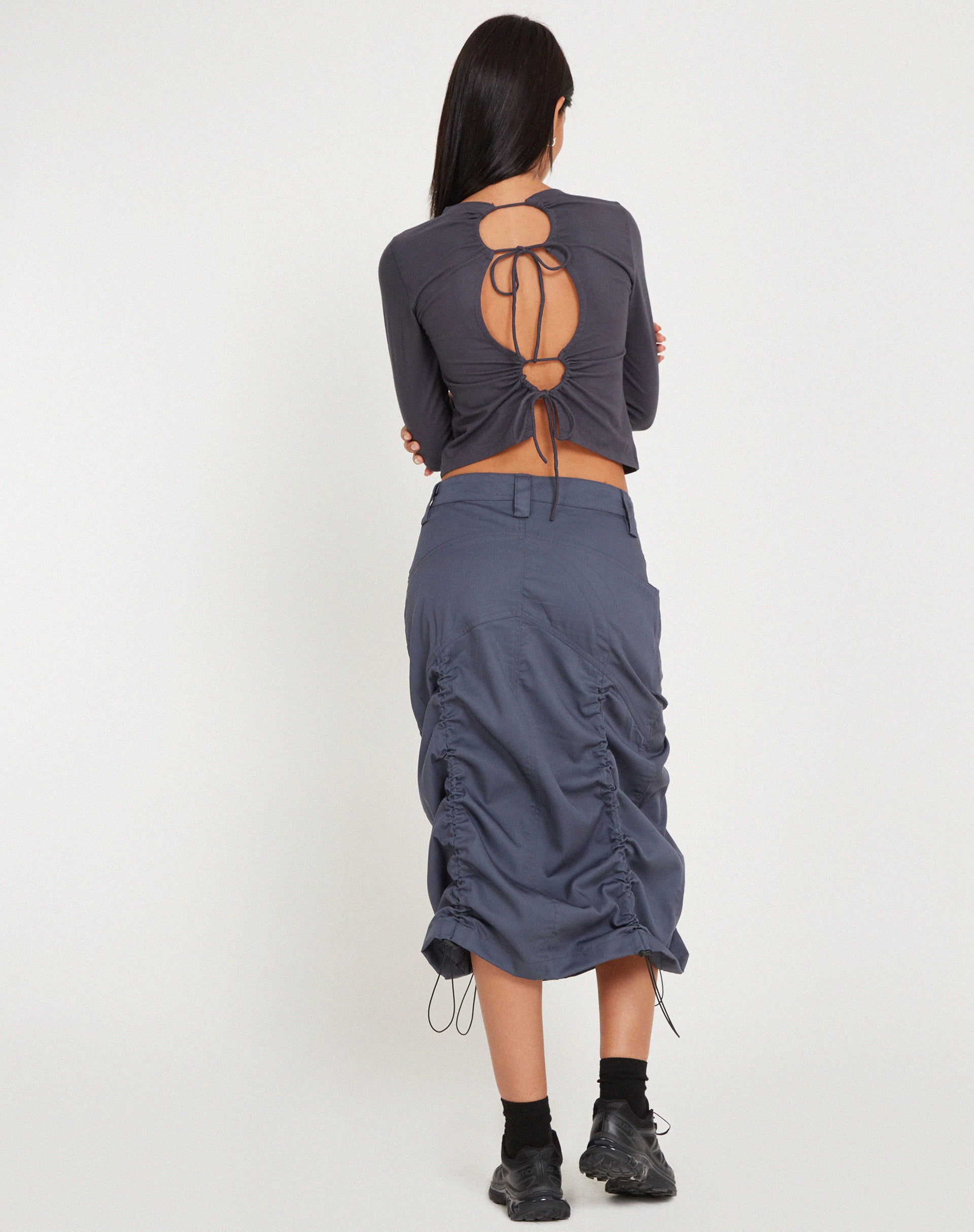 Eisig Cargo Midi Skirt in Charcoal Navy-Nico Sky