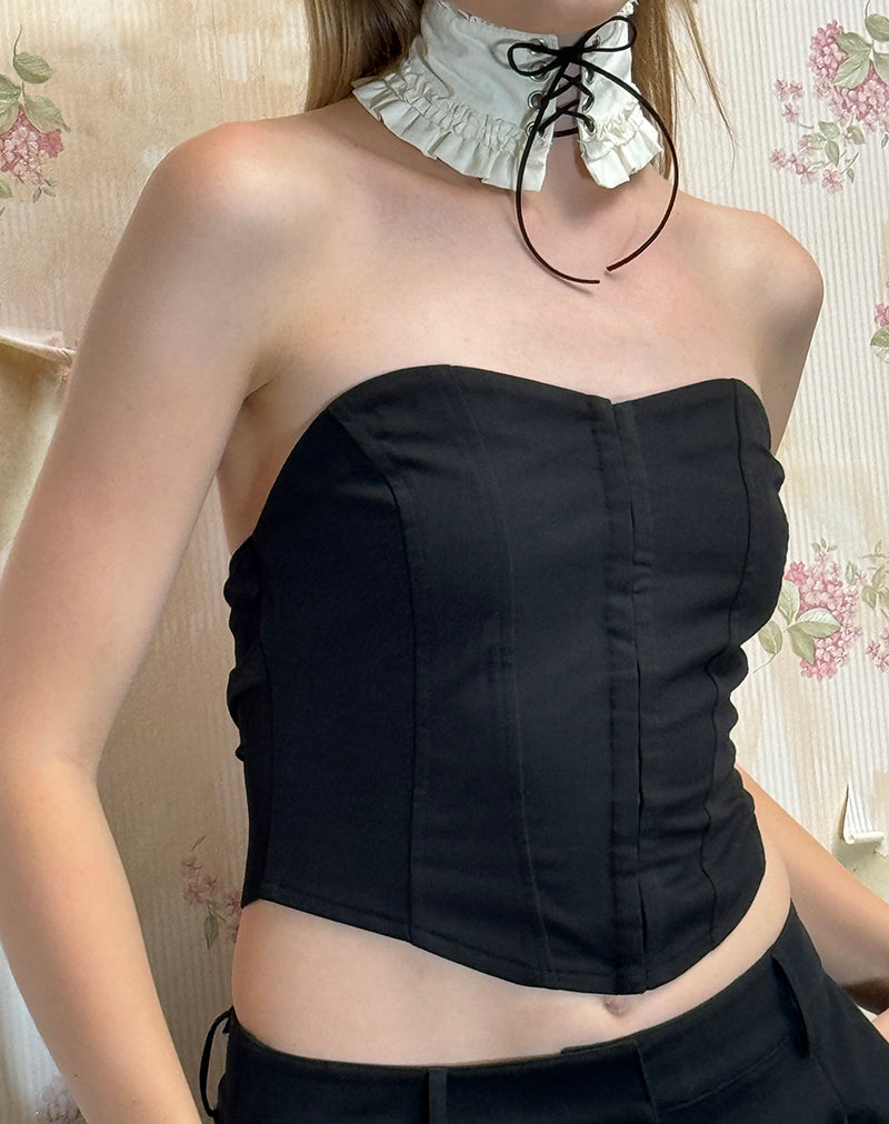 Elita Hook and Eye Corset Top in Black-Nico Sky