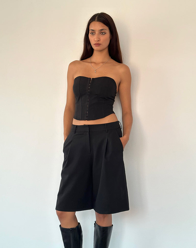 Ayna Longline Shorts in Tailoring Black-Nico Sky