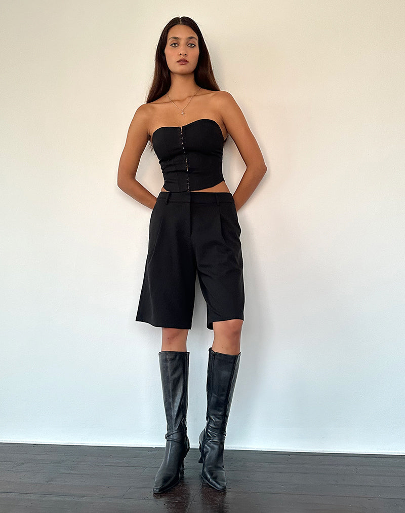 Ayna Longline Shorts in Tailoring Black-Nico Sky
