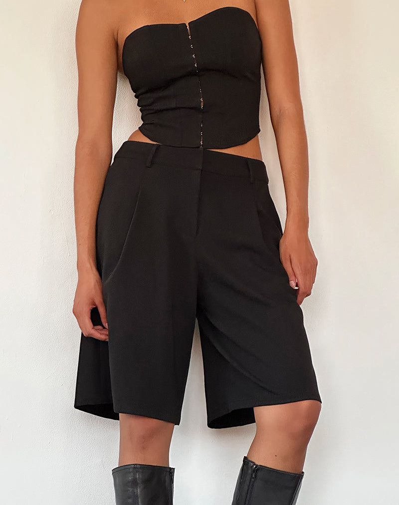 Ayna Longline Shorts in Tailoring Black-Nico Sky