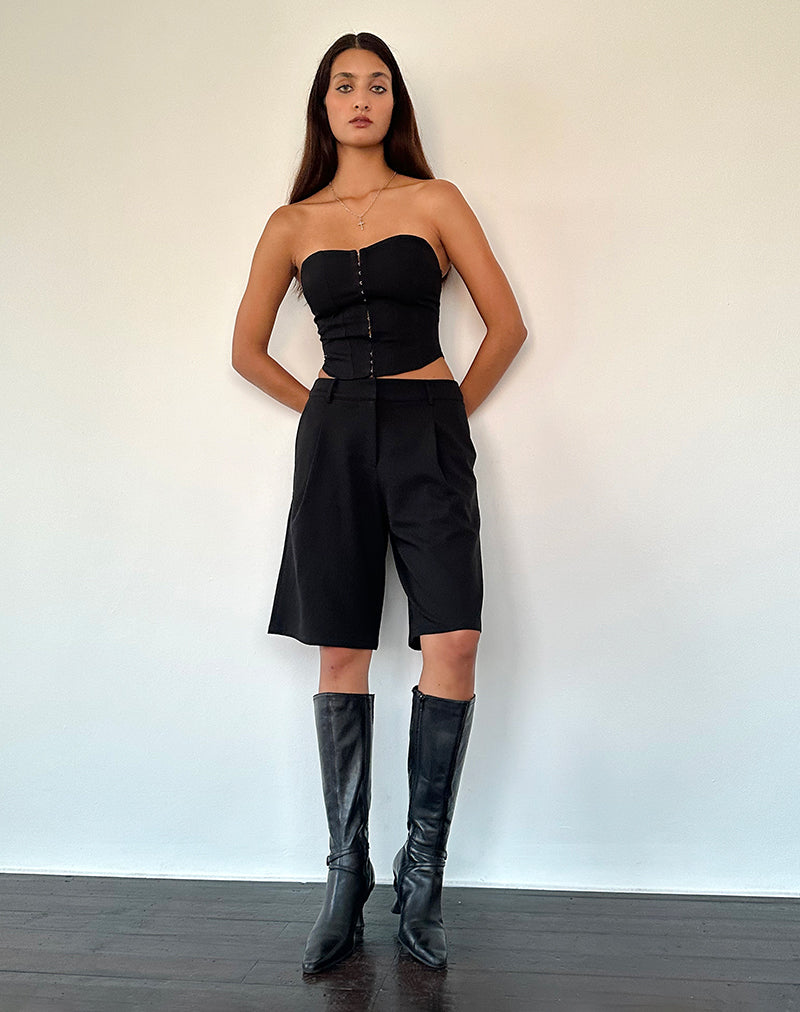 Elita Hook and Eye Corset Top in Black-Nico Sky