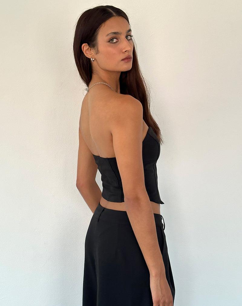 Elita Hook and Eye Corset Top in Black-Nico Sky