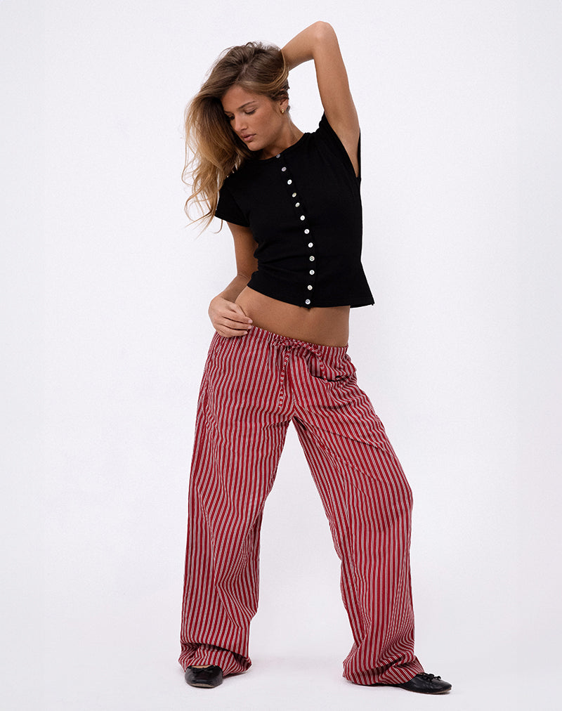 Lirura Casual Trouser in Maroon Stripe-Nico Sky