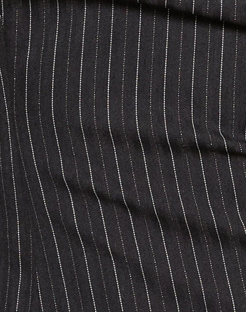 Ganta Slim Trouser in Pinstripe Black-Nico Sky