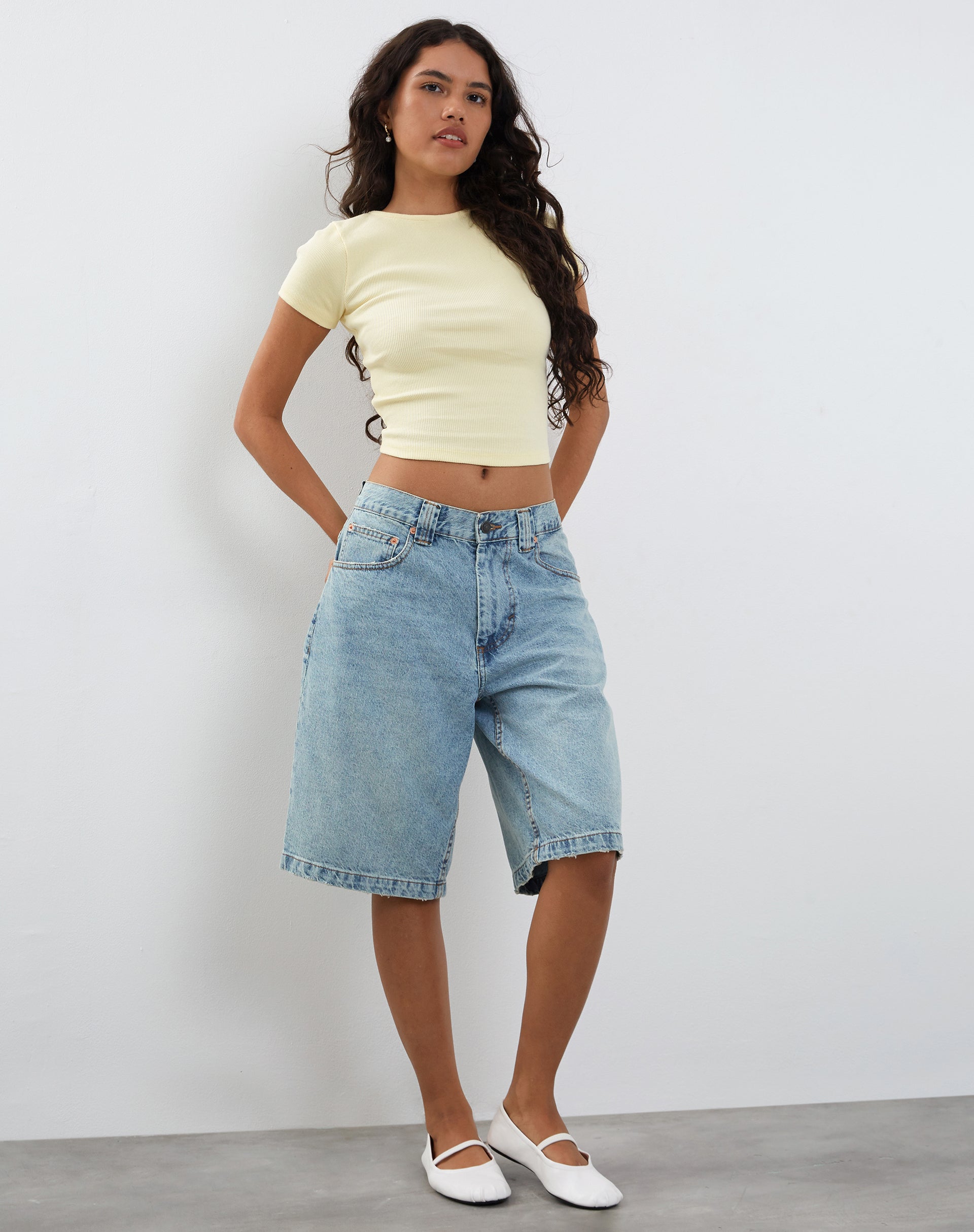 Elyto Ribbed Open Back Top in Buttercream-Nico Sky