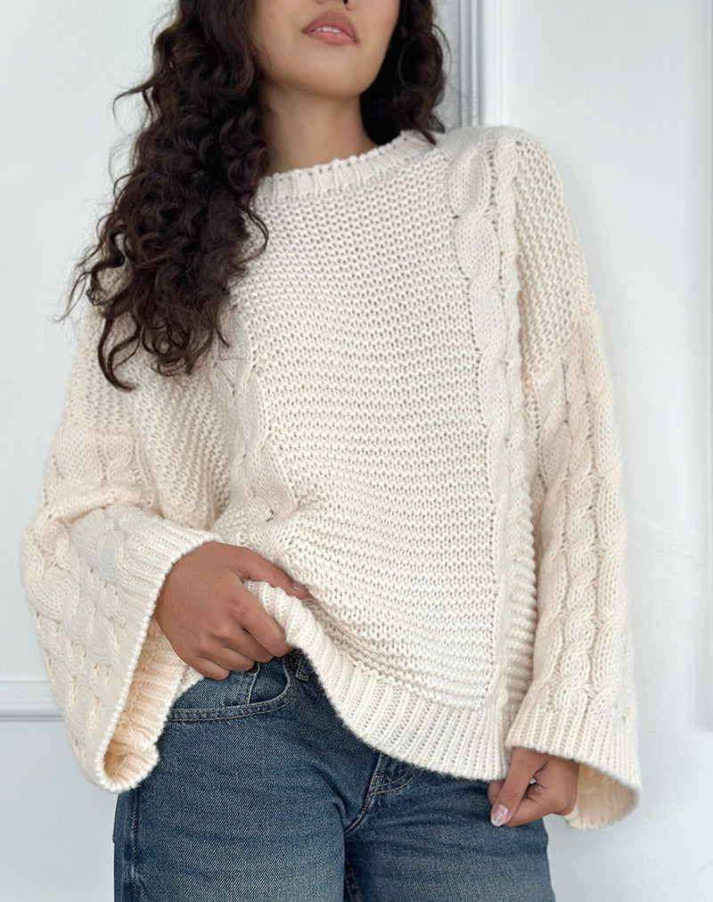 Emarti Jumper in Luxe Chunky Knit Ivory-Nico Sky