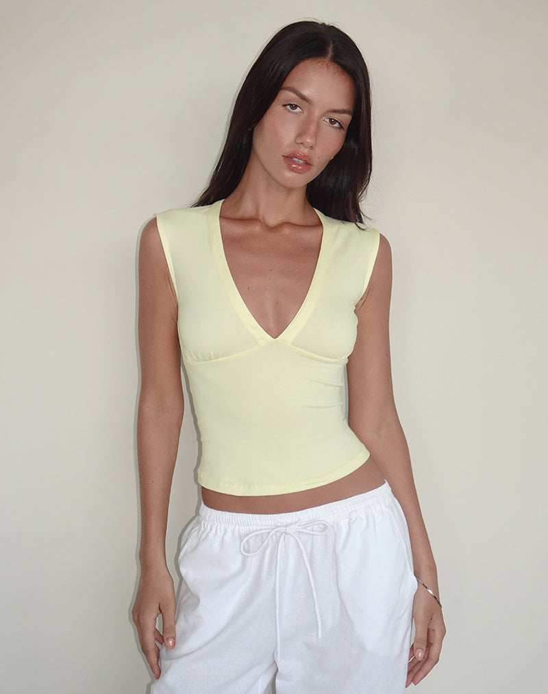 Emberly Plunge Top in Lemon-Nico Sky
