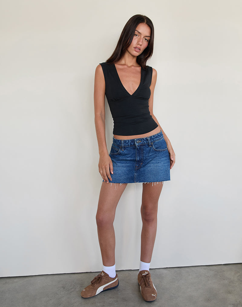 Emberly Plunge Top in Black-Nico Sky