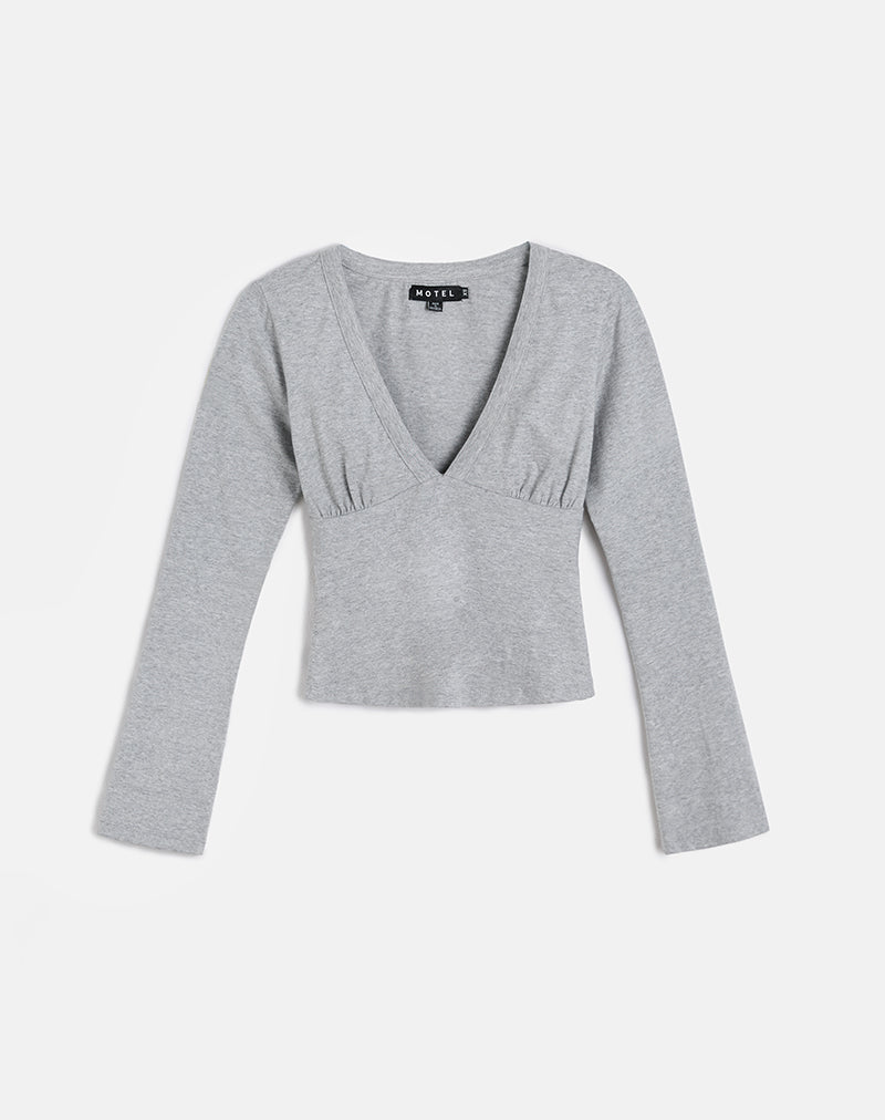 Emesy Long Sleeve Top in Grey Marl-Nico Sky