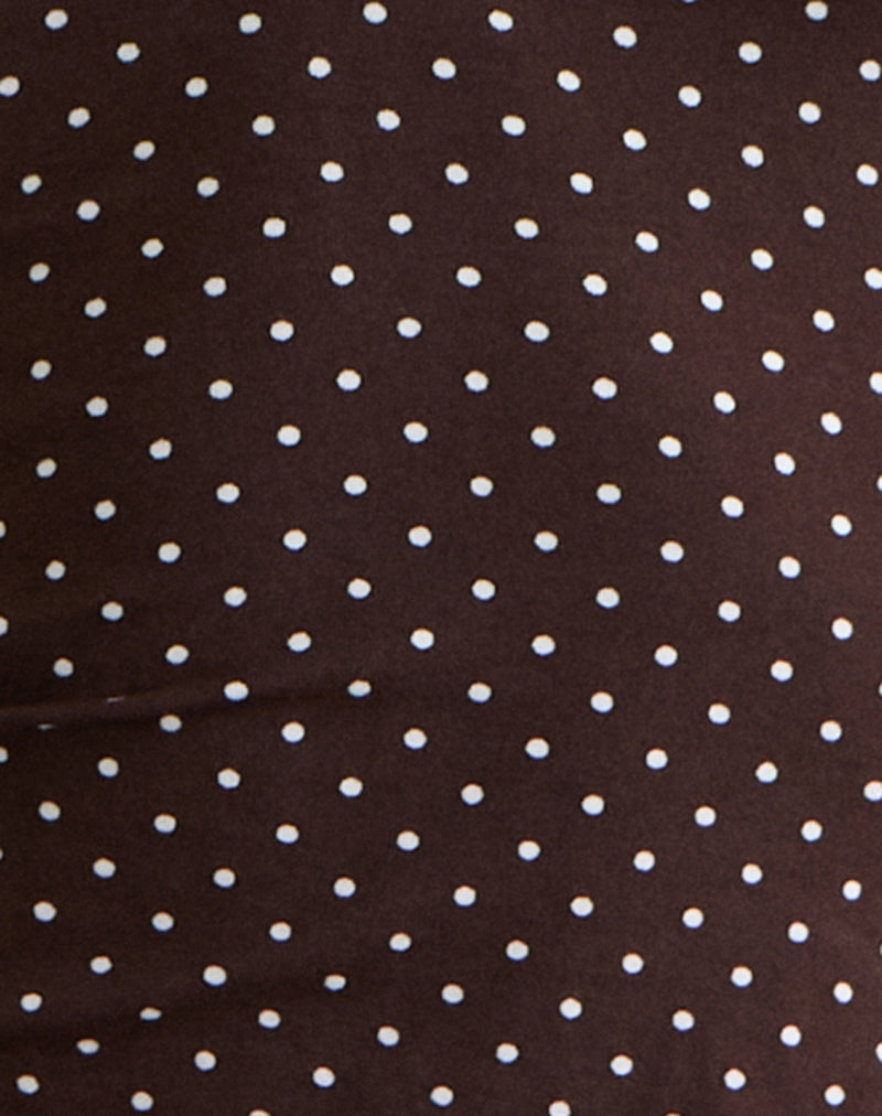 Emesy Long Sleeve Top in Micro Polka Brown-Nico Sky