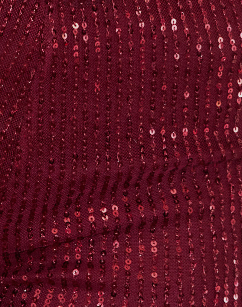 Erna Micro Shorts in Drape Mini Sequin Maroon-Nico Sky