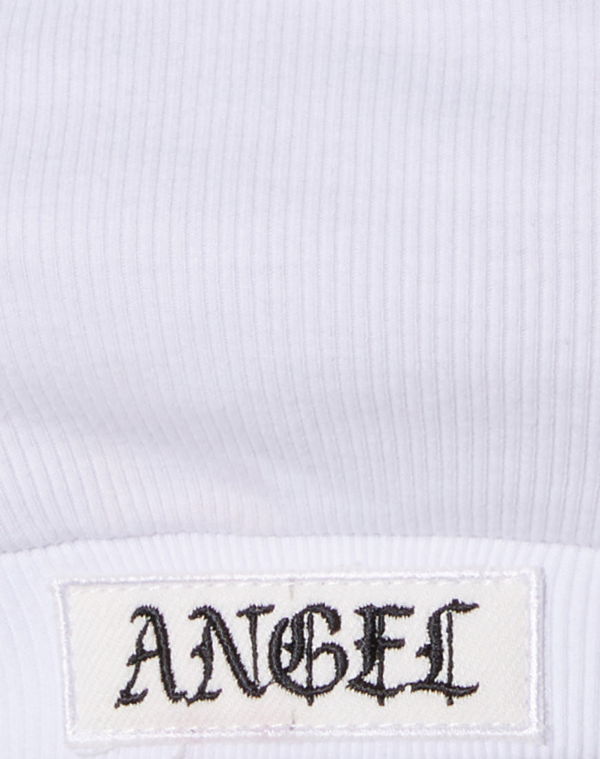 Esme Bralet in White with 'Angel' Embro-Nico Sky