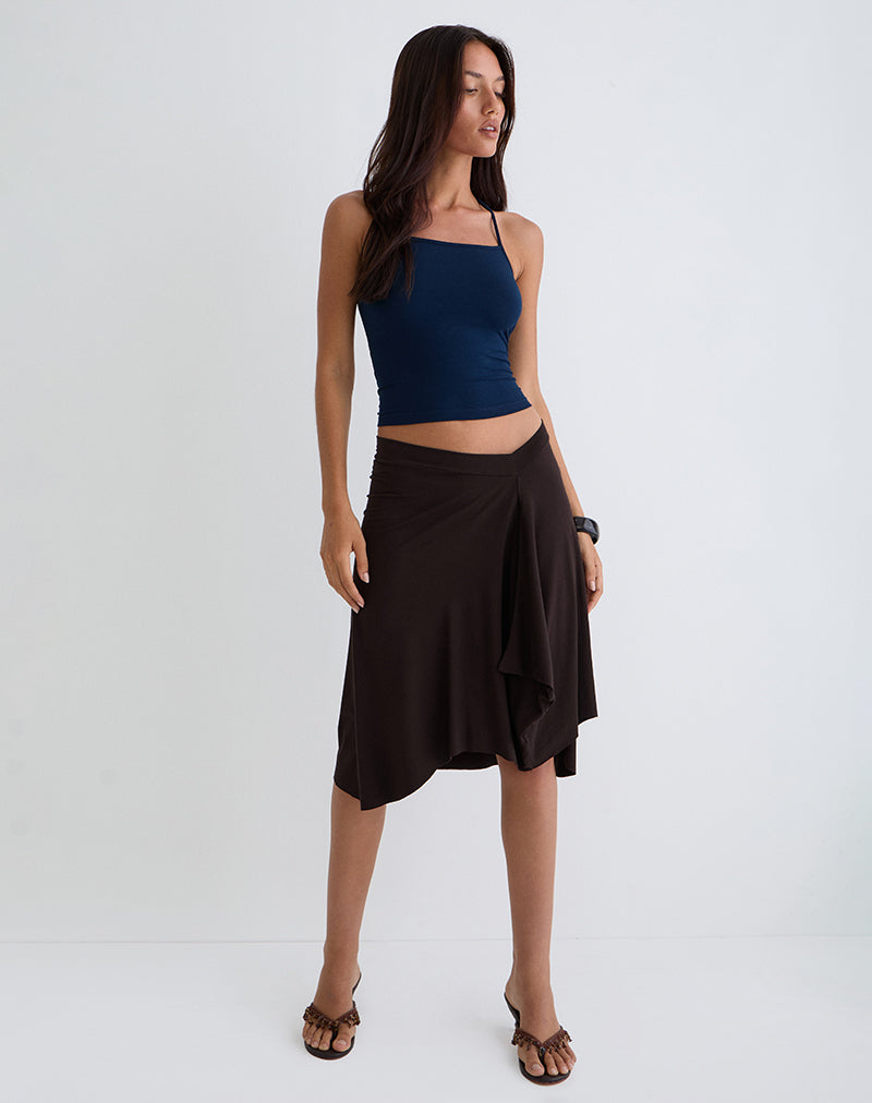 Esmeray Midi Skirt in Chocolate Brown-Nico Sky