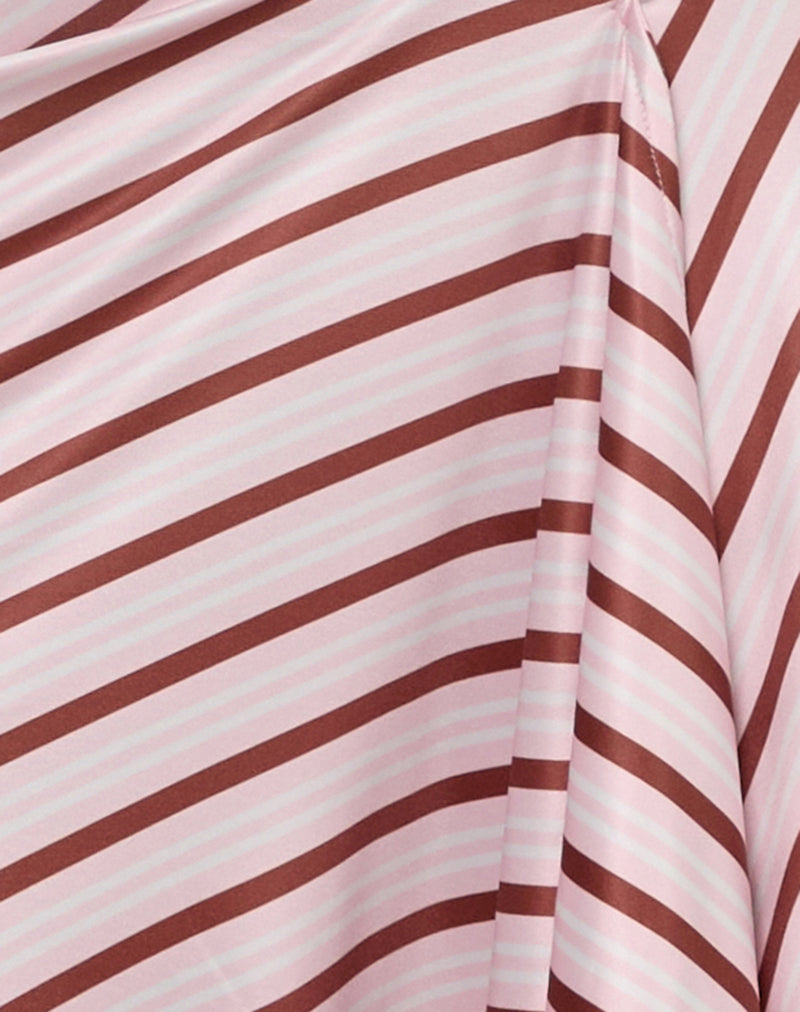Esmeray Midi Skirt in Diagonal Stripe Pink-Nico Sky
