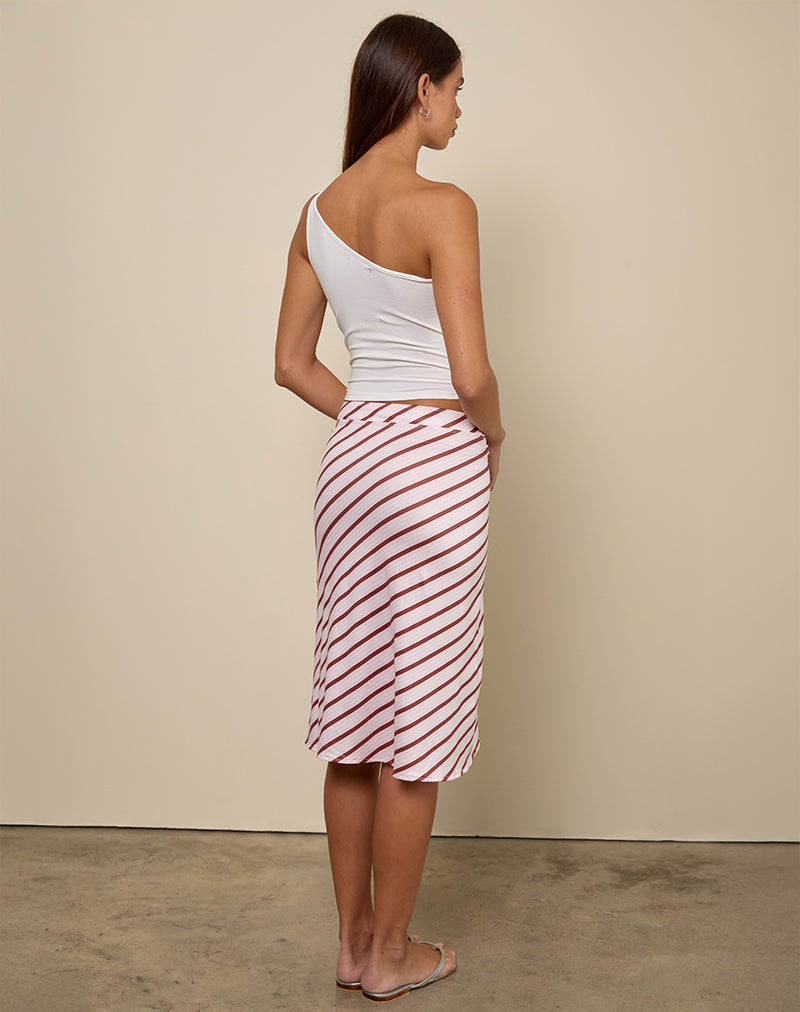 Esmeray Midi Skirt in Diagonal Stripe Pink-Nico Sky