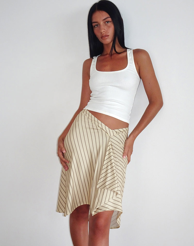 Esmeray Midi Skirt in Yellow Diagonal Stripe-Nico Sky
