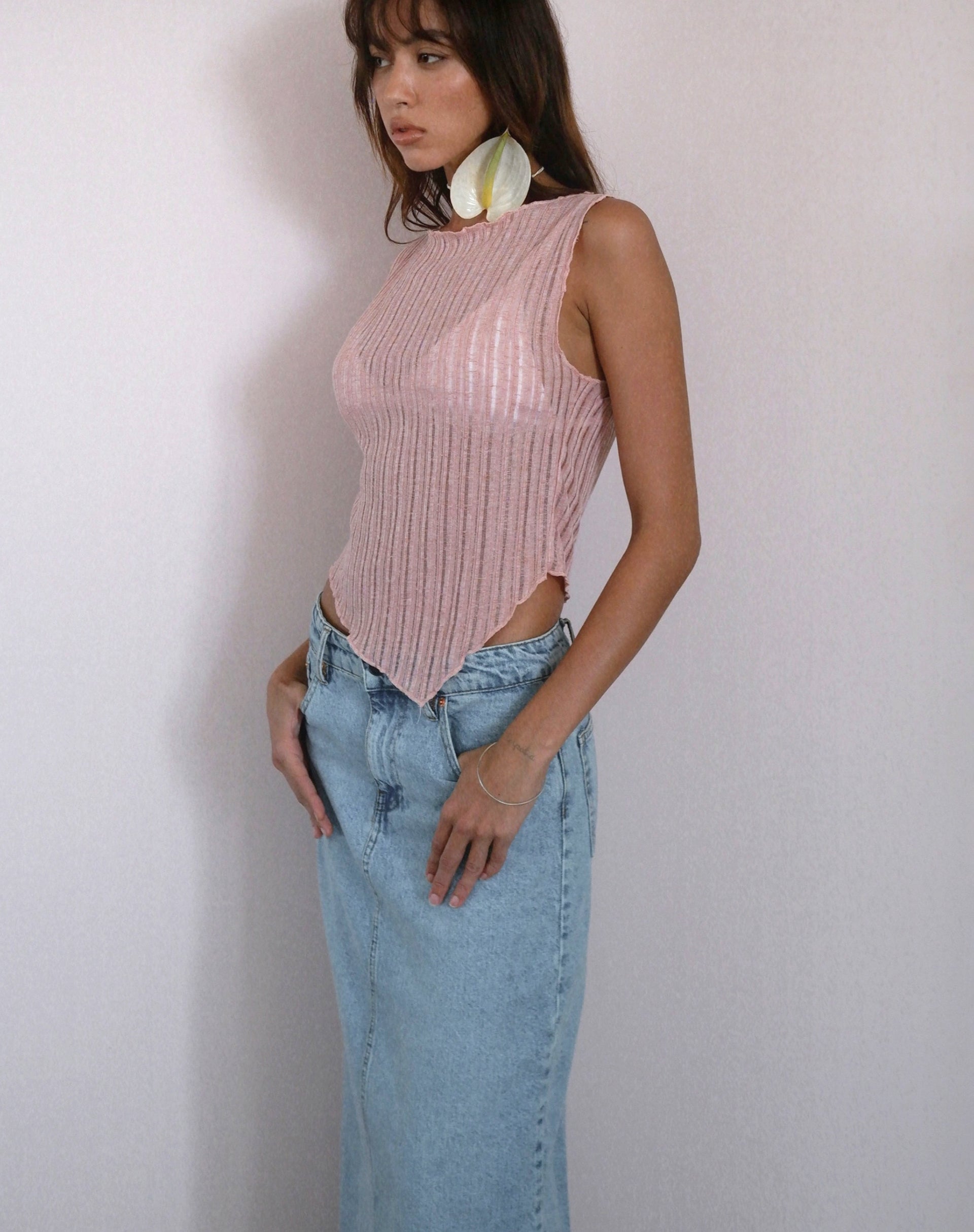 Etta Knitted Vest Top In Pink-Nico Sky