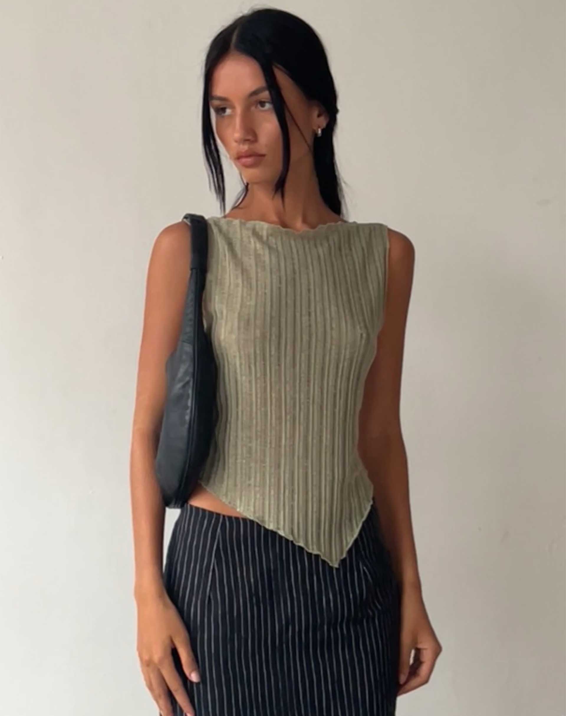 Etta Knitted Vest Top in Sage-Nico Sky