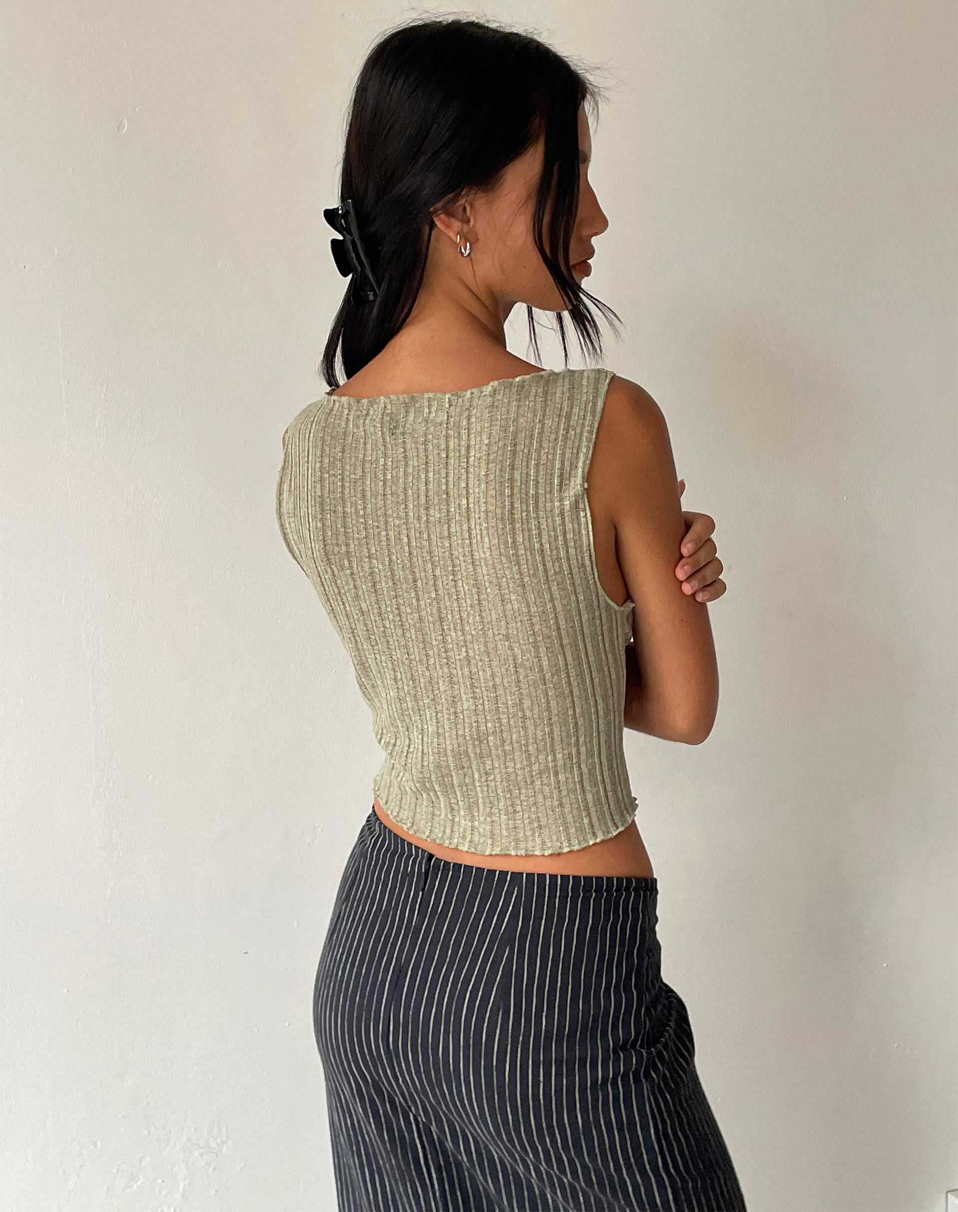 Etta Knitted Vest Top in Sage-Nico Sky