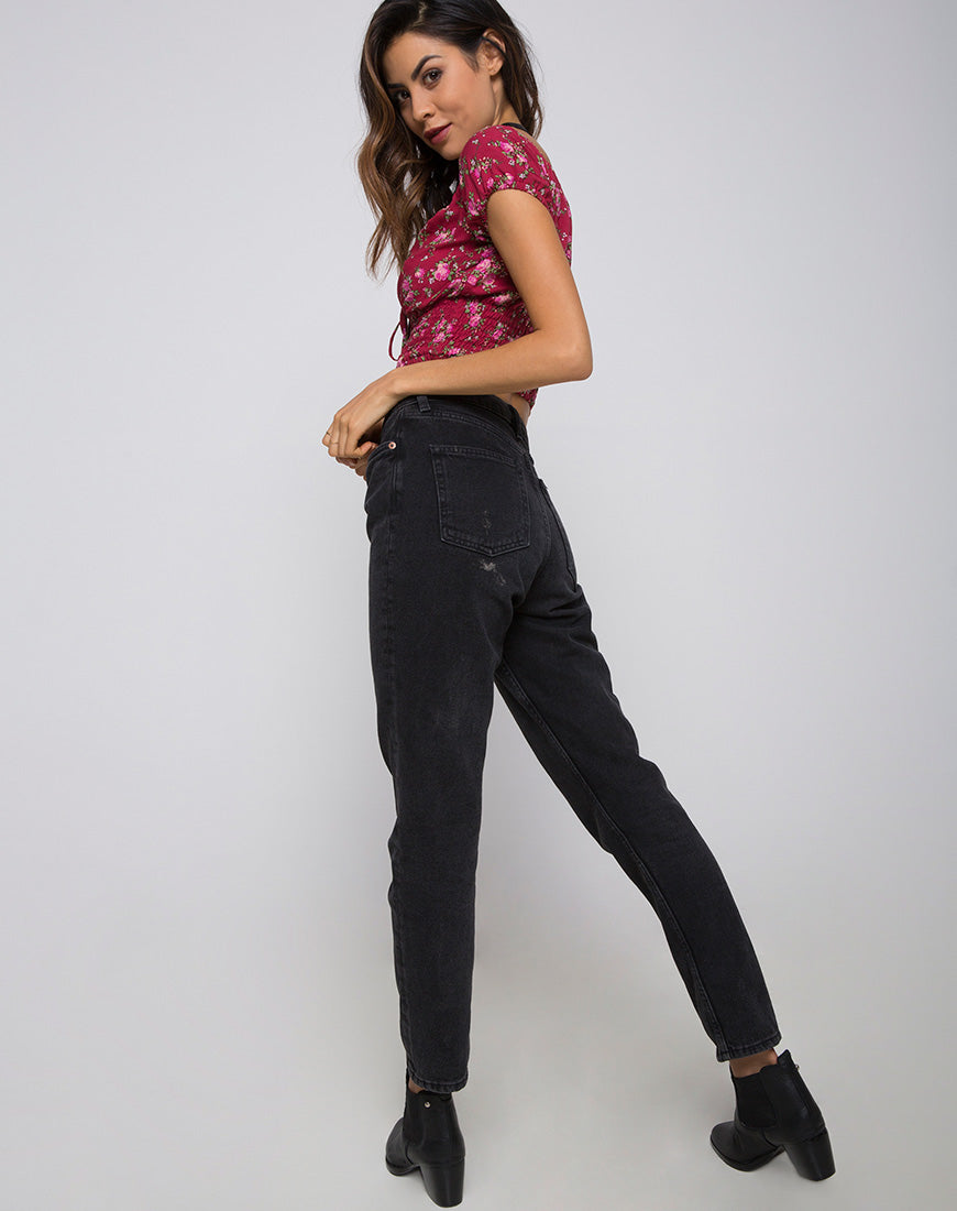 Evane Crop Top in Soheila Floral-Nico Sky