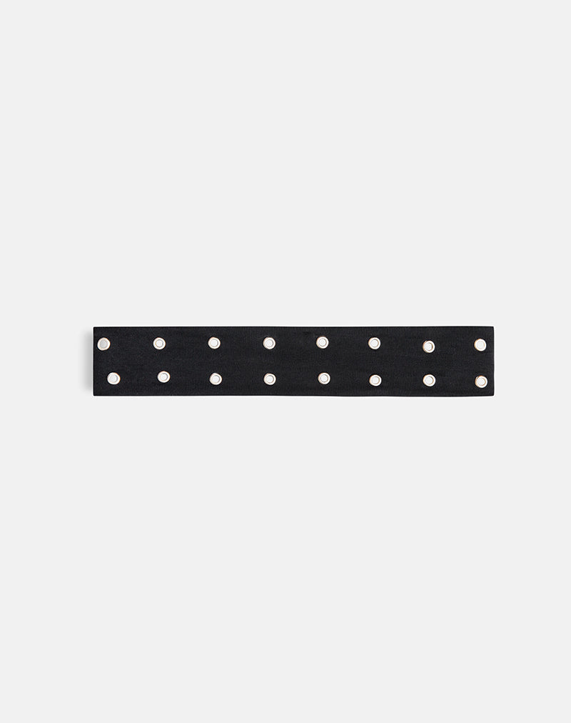Eyelet Headband in Black-Nico Sky