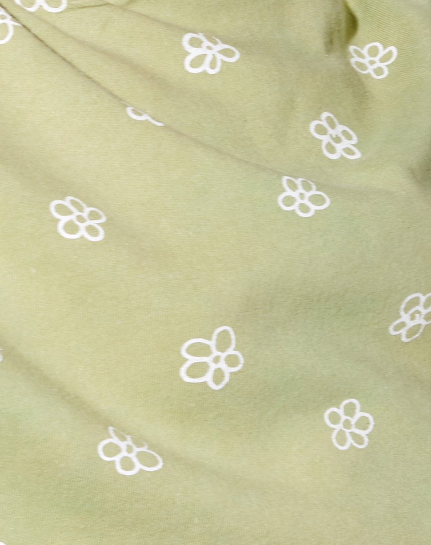 Faw Crop Top in Small Graffiti Flower Sage-Nico Sky