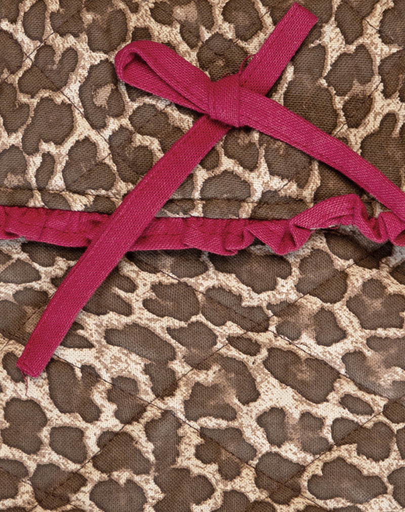 Fold Over Makeup Bag in Leopard with Red Frill Bow-Nico Sky