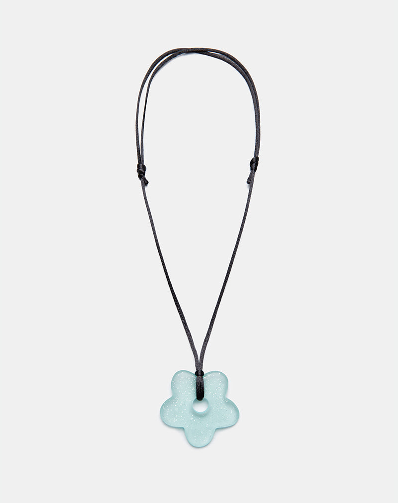 Flower Necklace in Resin Blue-Nico Sky