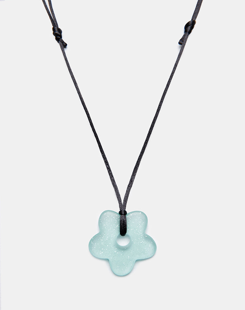 Flower Necklace in Resin Blue-Nico Sky