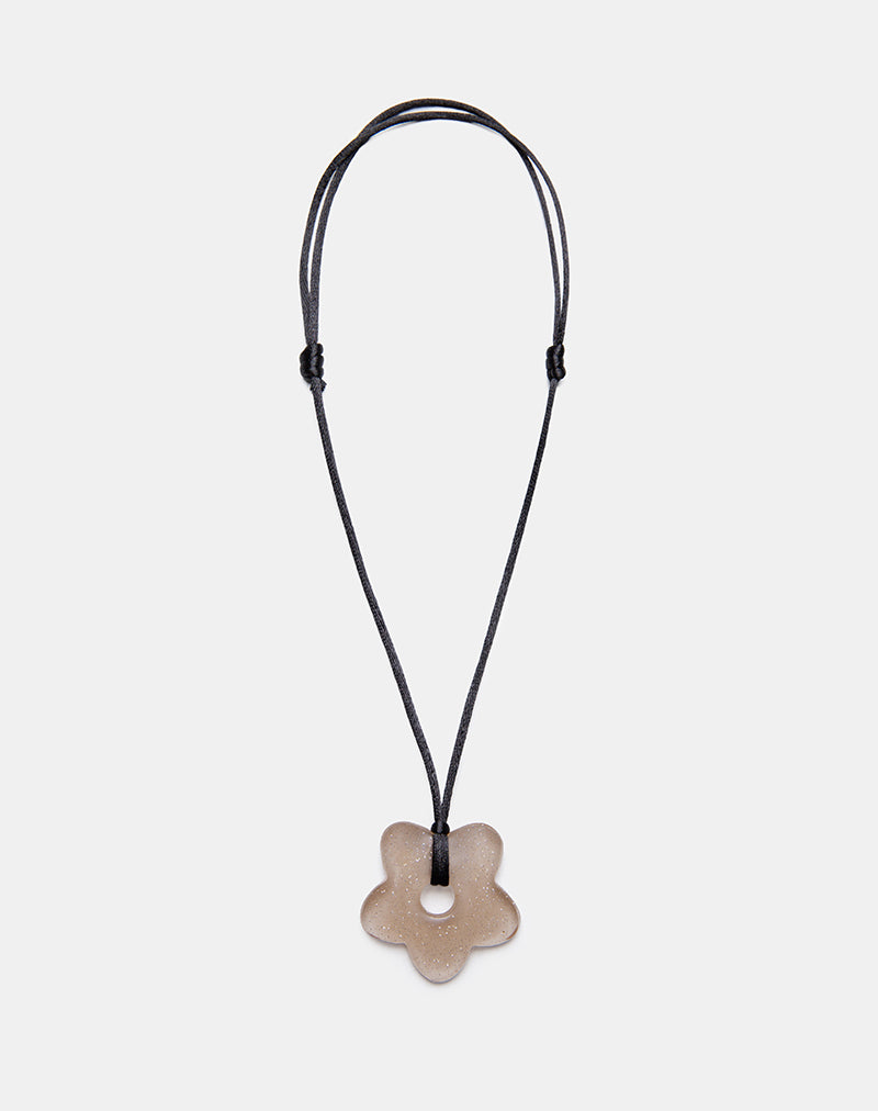 Flower Necklace in Resin Brown-Nico Sky