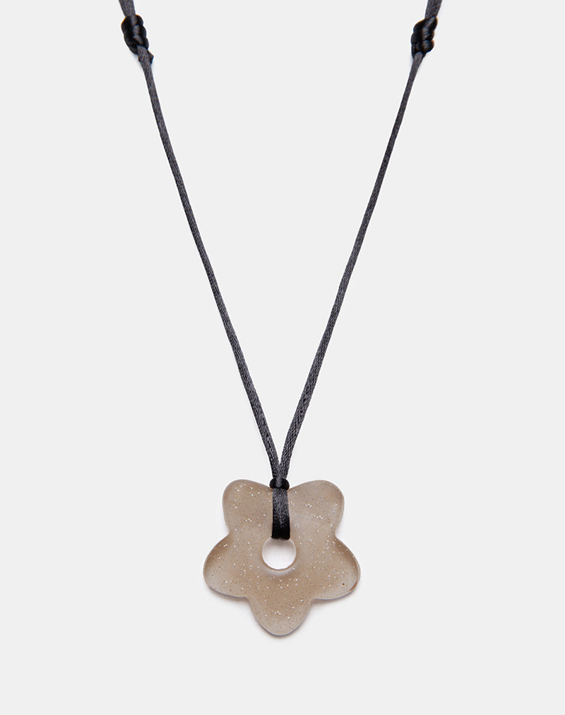 Flower Necklace in Resin Brown-Nico Sky