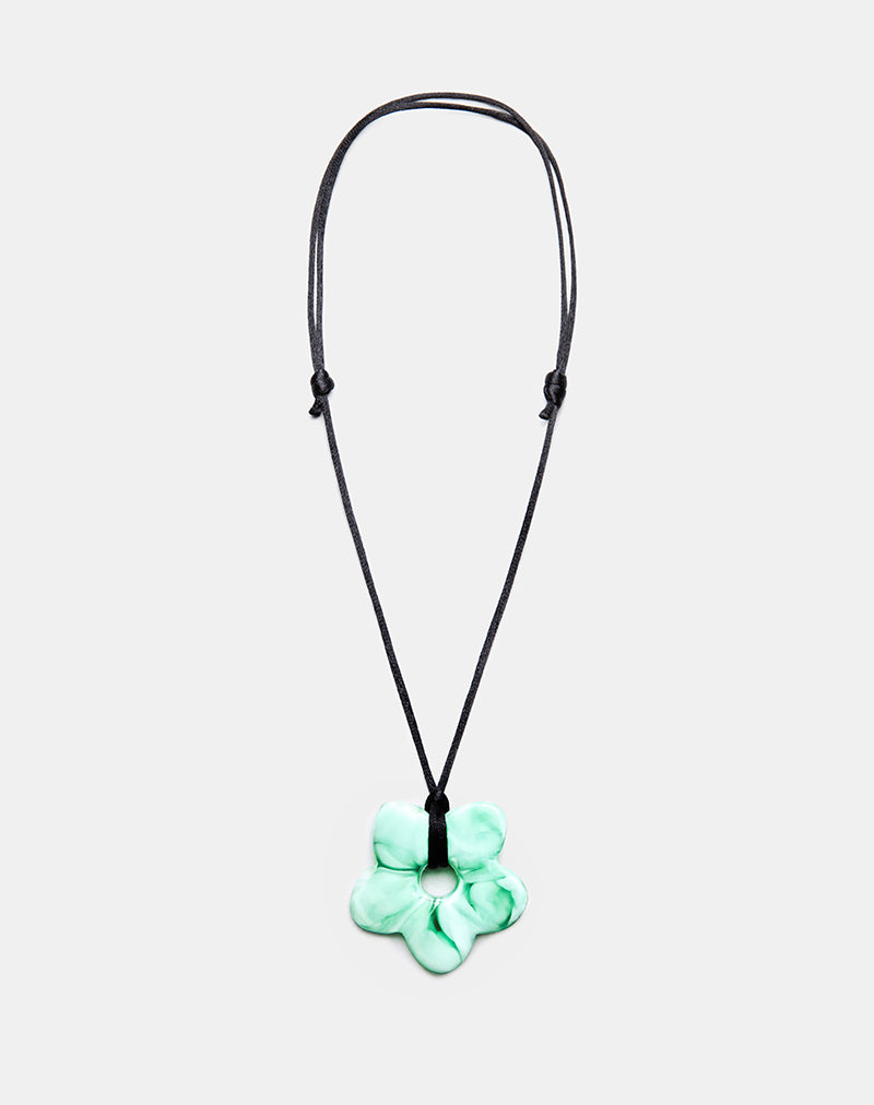 Flower Necklace in Resin Green-Nico Sky