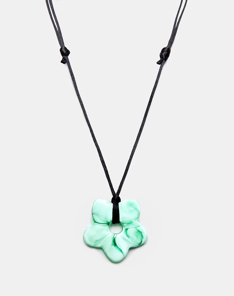 Flower Necklace in Resin Green-Nico Sky