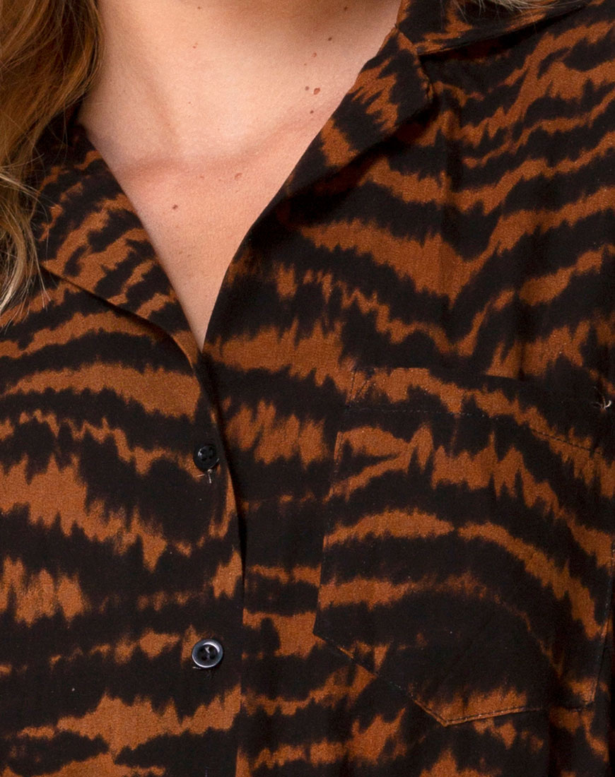 Fresia Mini Dress in Animal Drip Brown-Nico Sky