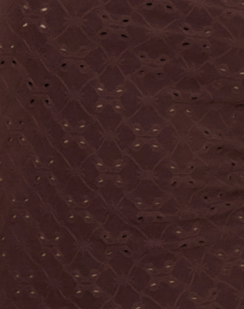 Fukama Sleeveless Top in Stretch Broderie Brown-Nico Sky