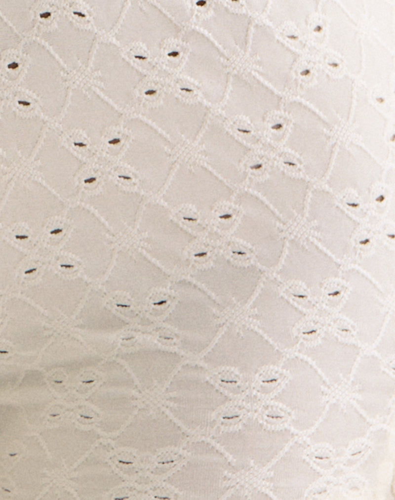 Shrine Short in Stretch Broderie Cream-Nico Sky