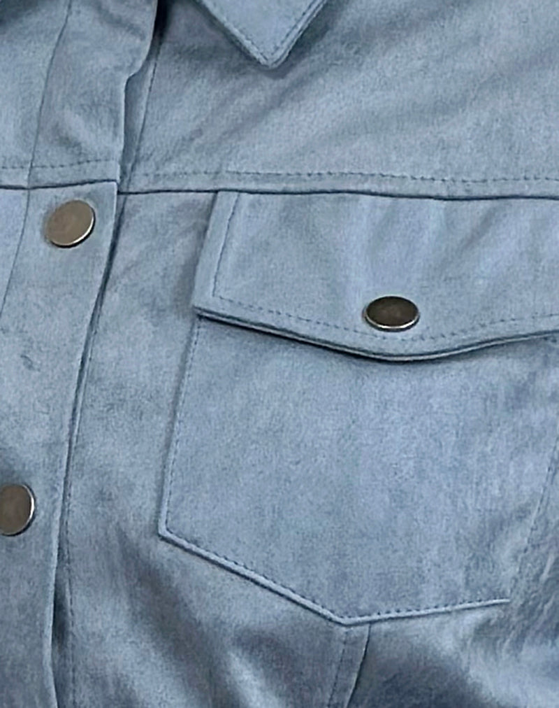 Fyodora Jacket in Suede Dusty Blue-Nico Sky