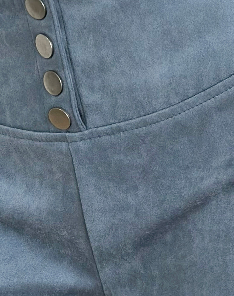 Samila Seamed Hotpant in Suede Dusty Blue-Nico Sky