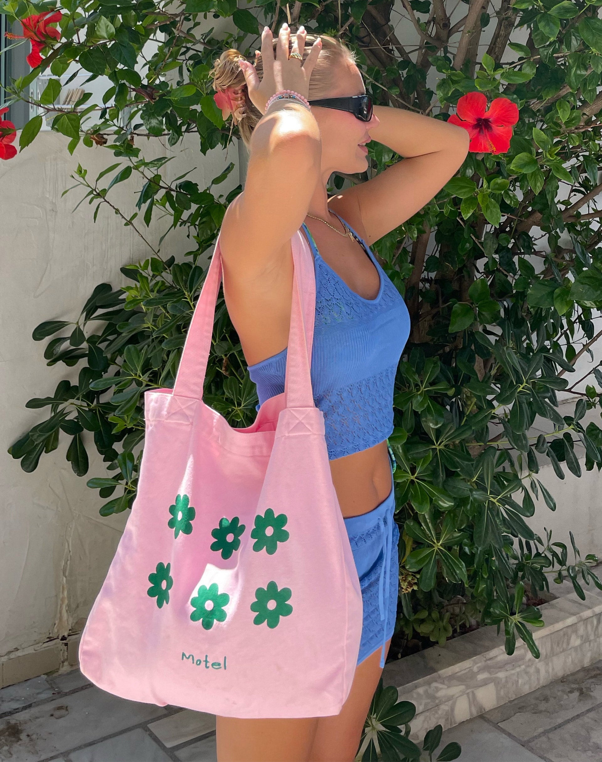 Barbs Tote Bag in Pink Motel Floral-Nico Sky