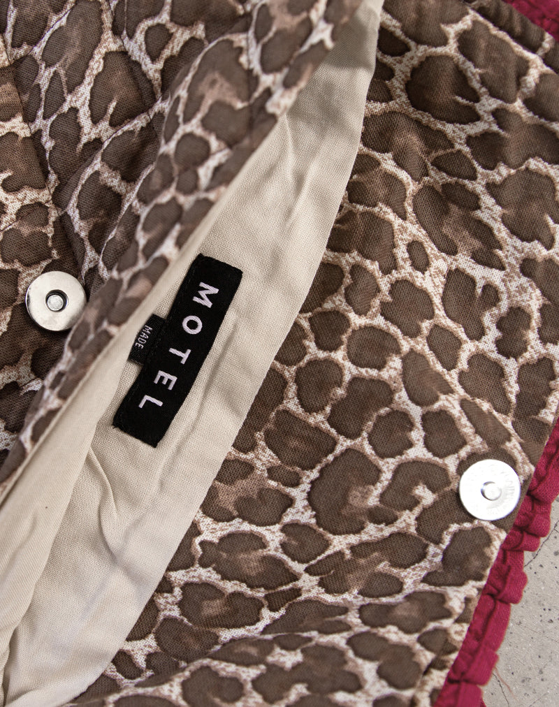 Fold Over Makeup Bag in Leopard with Red Frill Bow-Nico Sky