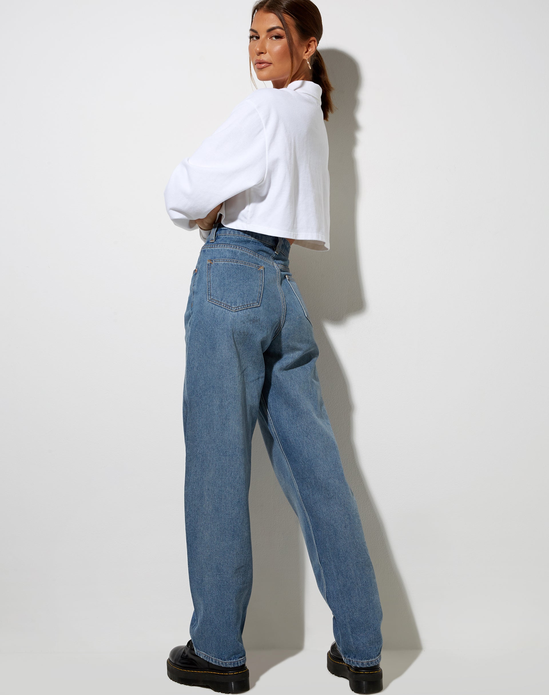 Gandi Crop Top in White with Motel Work Clothing Label-Nico Sky