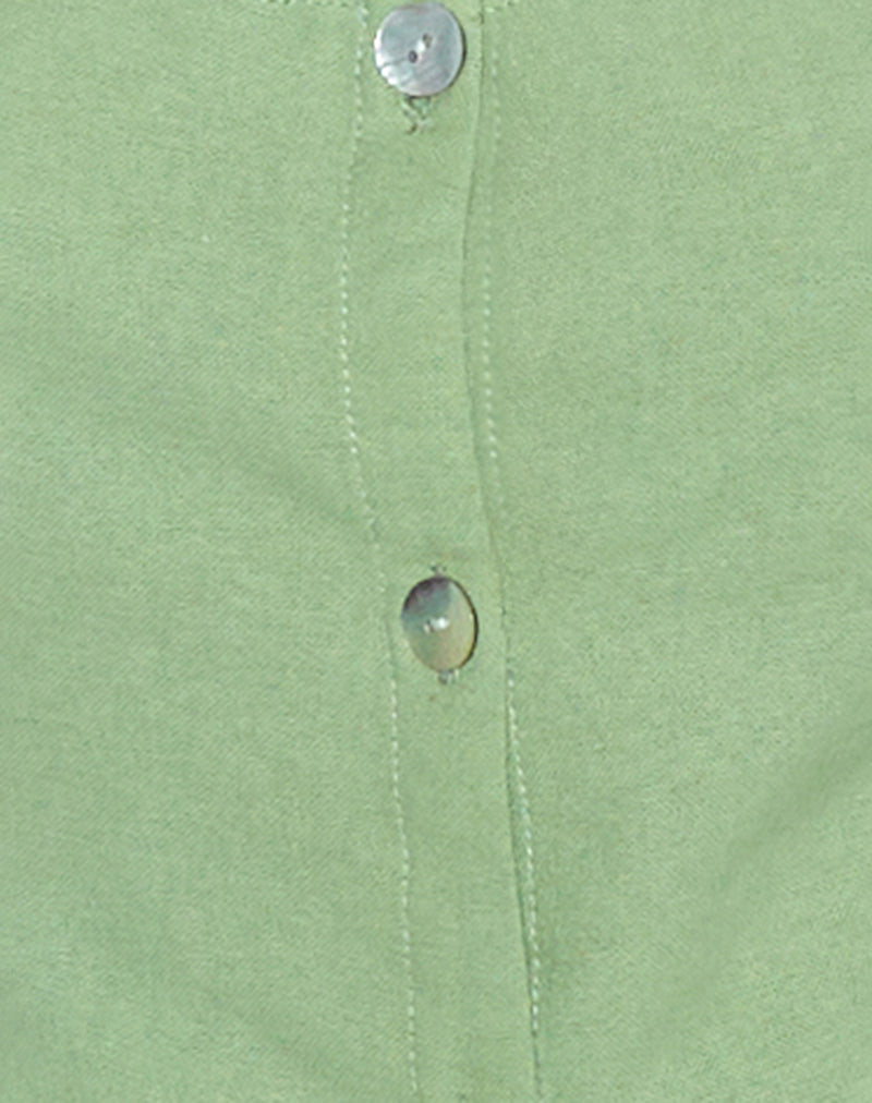 Ganita Vest in Linen Minty Green-Nico Sky